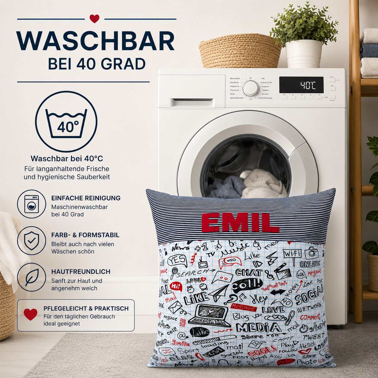 Kissen mit Namen Computerheld – Geschenk zur Einschulung für Jungen