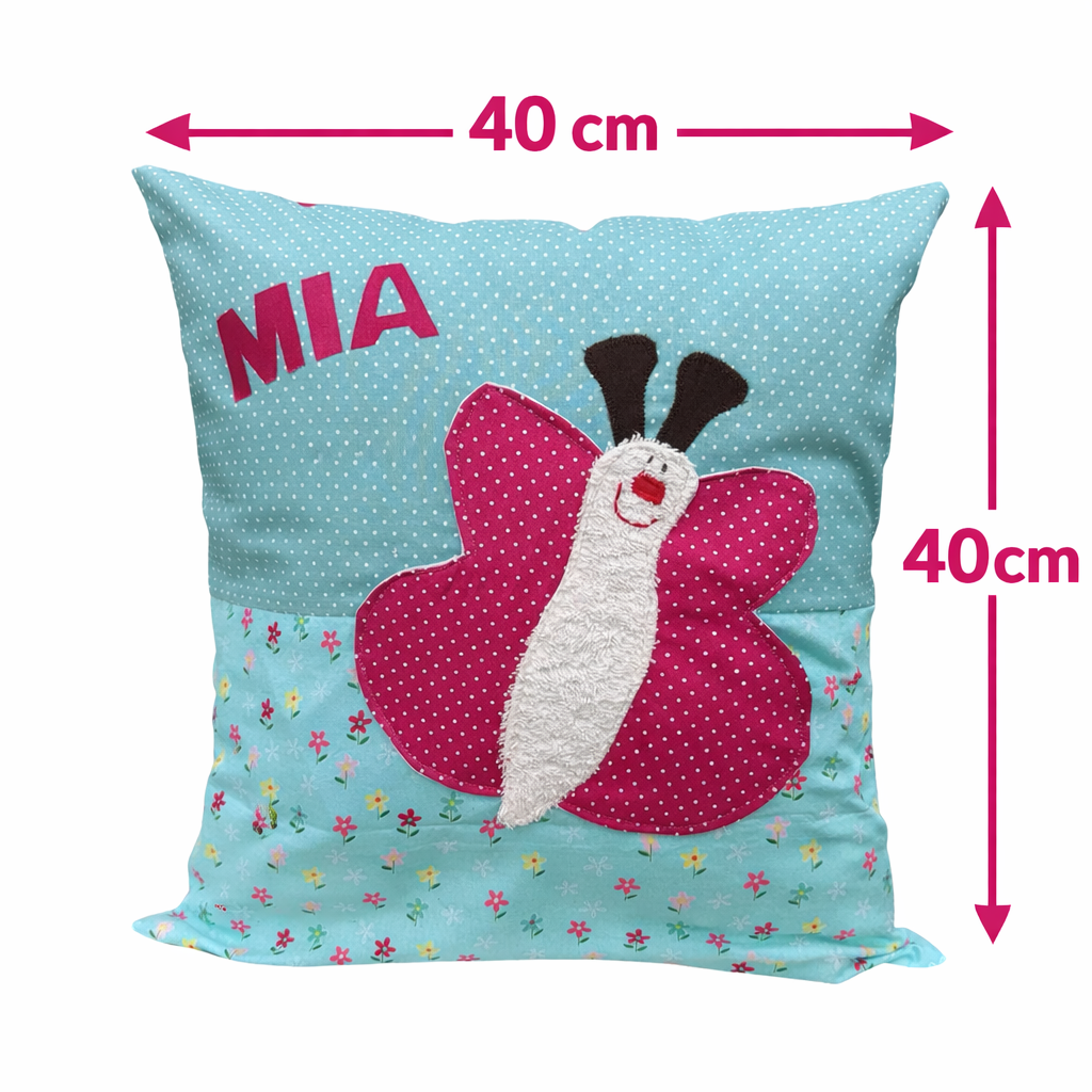 Kuschelkissen Schmetterling mit Namen – personalisiertes Babygeschenk zur Geburt | Dekokissen Kinderzimmer