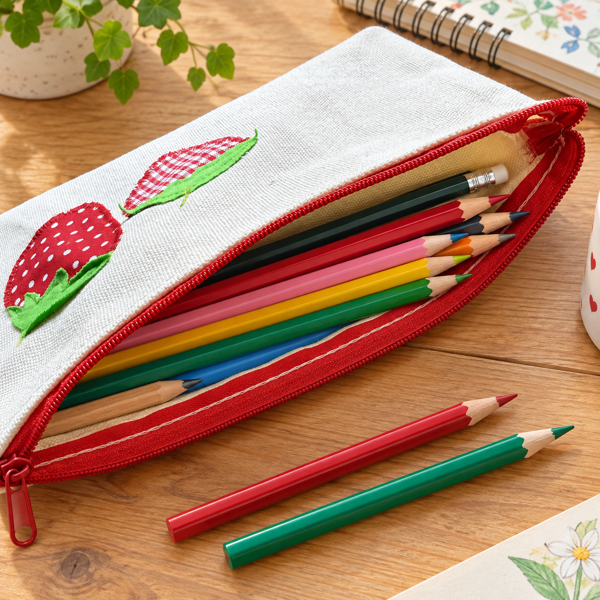 Kleine Kosmetiktasche mit Erdbeeren