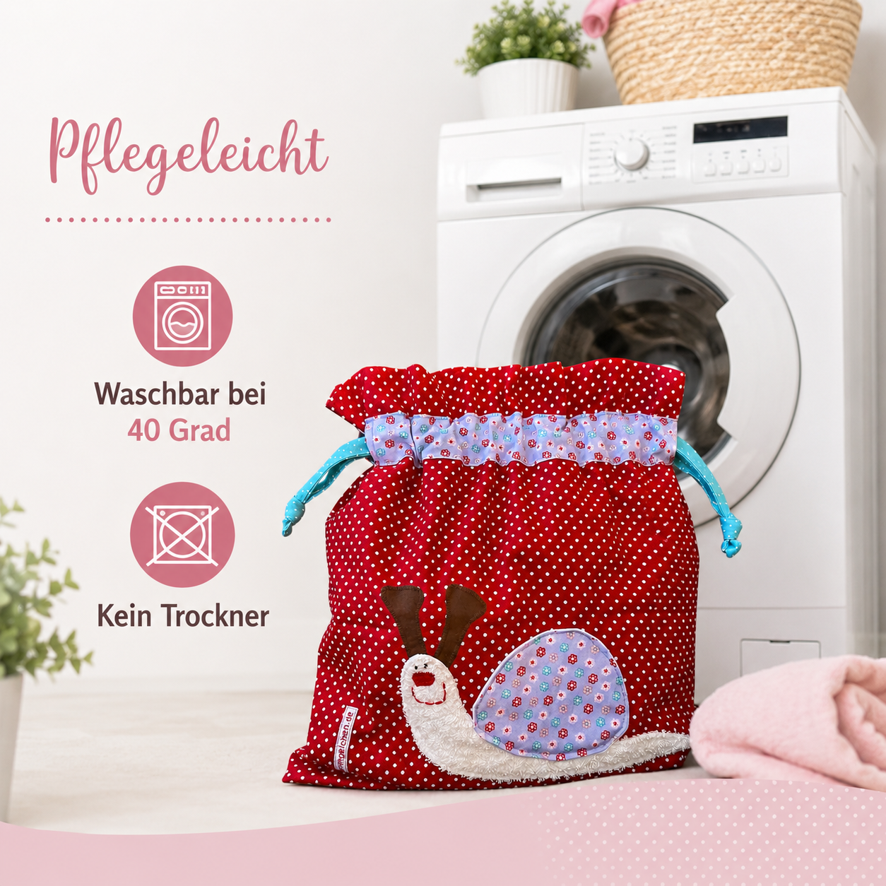 Wetbag Schnecke | Handgefertigte Nasstasche für Kita & Schwimmen