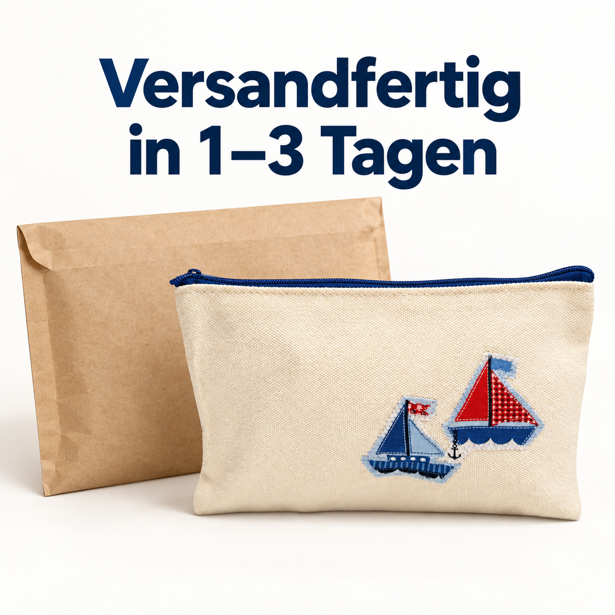 Kosmetiktasche mit Segelbooten – Mitbringsel für Freundin