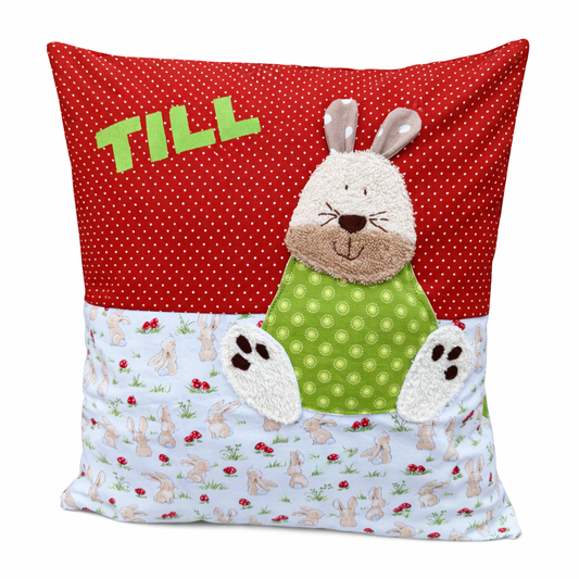Kissen Hase personalisiert | Kinderkissen mit Namen zur Geburt