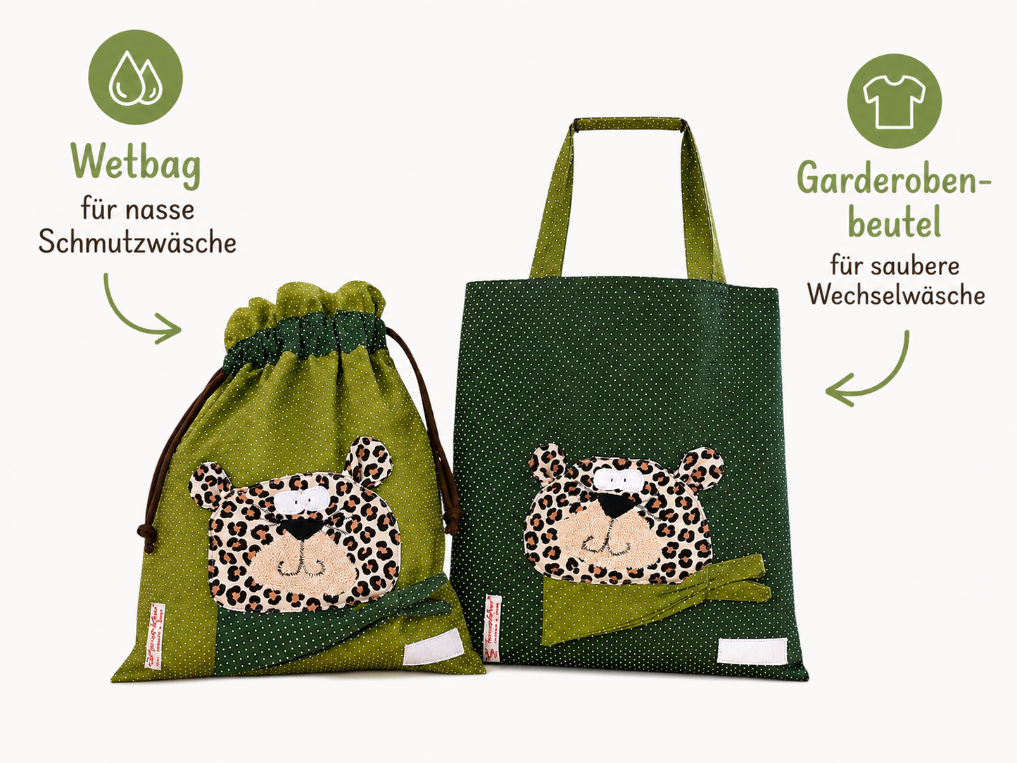 Kindergartenset Leopard – Wetbag Set & Kindertasche | Geschenk für Kindergartenstart