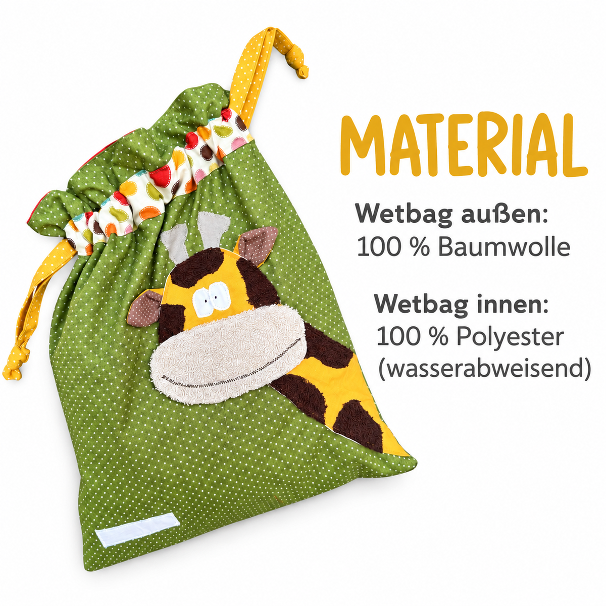 Wetbag Giraffe mit Namen – Nasstasche für Kinder