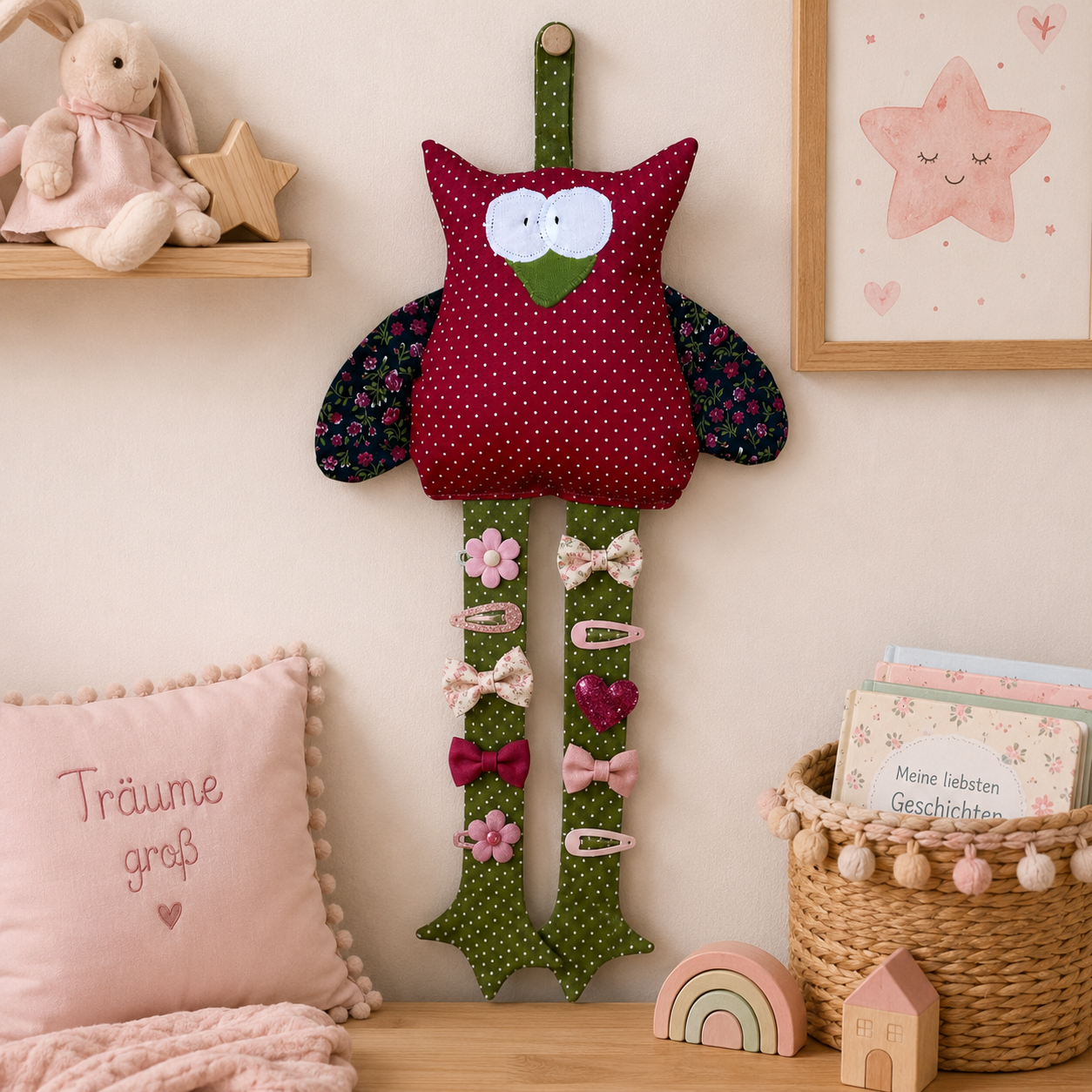 Haarspangenhalter Eule – Handmade & dekorativ für Kinderzimmer