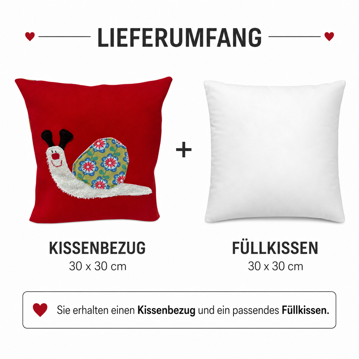 Reisekissen Schnecke Rot für Kinder – Kuschelkissen für Auto, Urlaub & Kindergarten