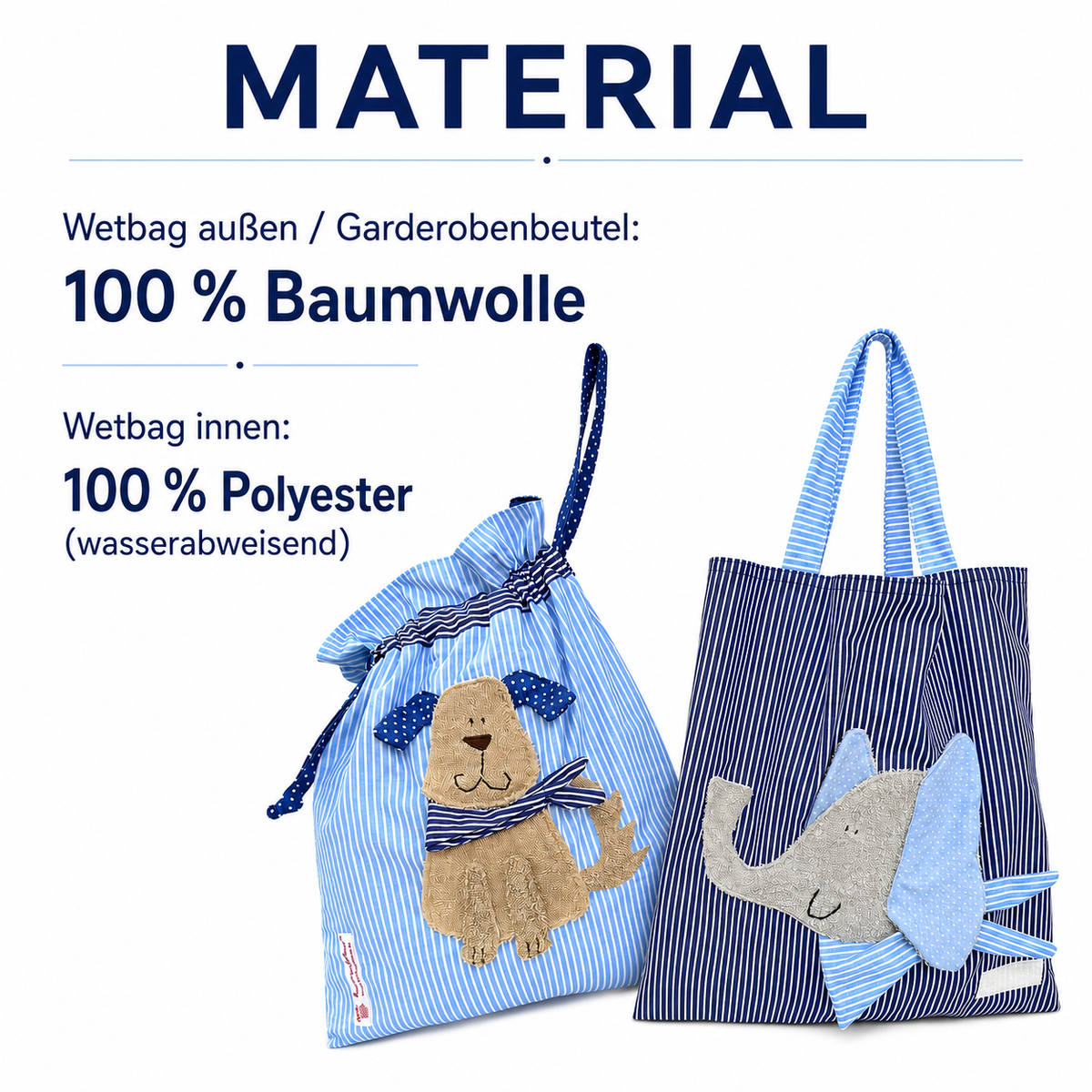 Kindergarten Set für Jungen mit Namen – Hund & Elefant