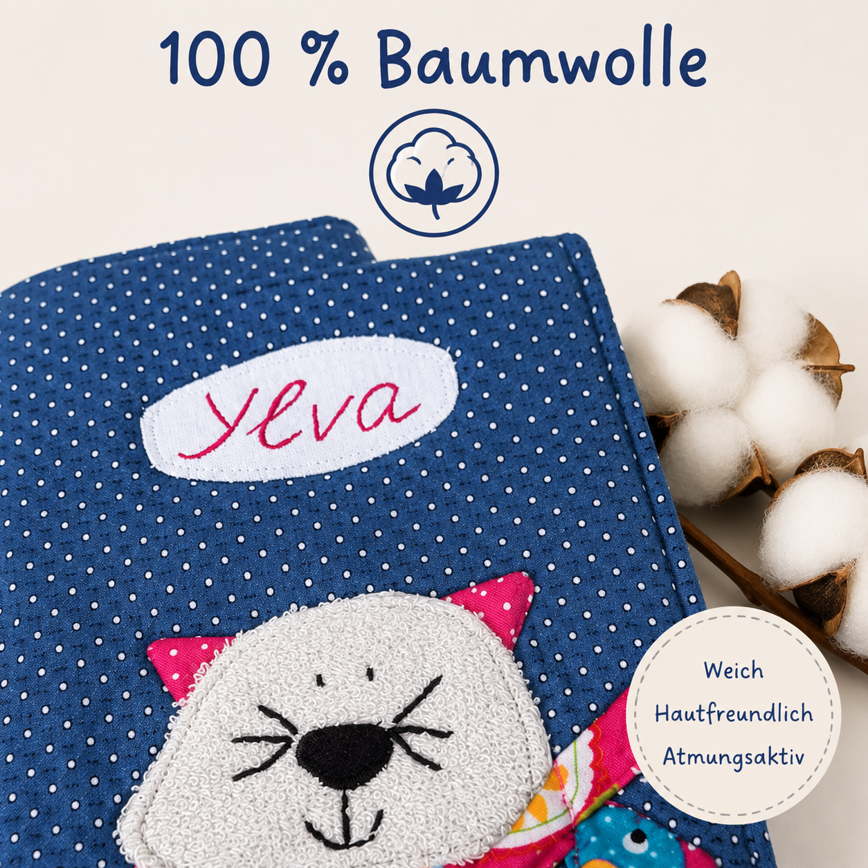 Personalisierte U-Heft-Hülle mit Katzenmotiv – handmade
