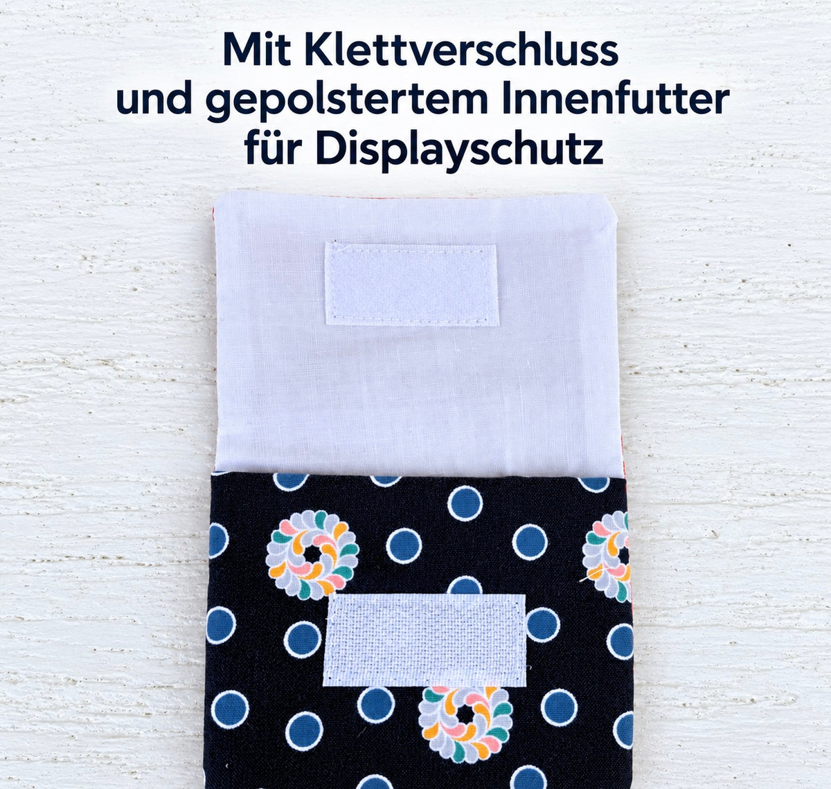 Handytasche aus Stoff mit Blumenmuster – gepolstert, 9 × 16 cm