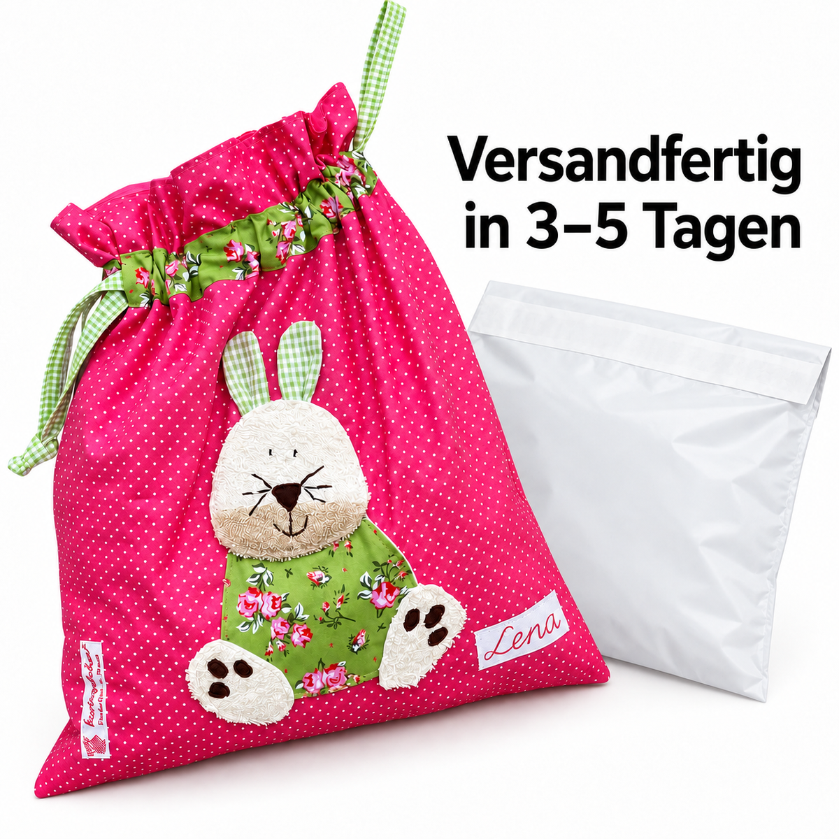 Personalisierter Wetbag Hase – Geschenk zur Geburt Mädchen