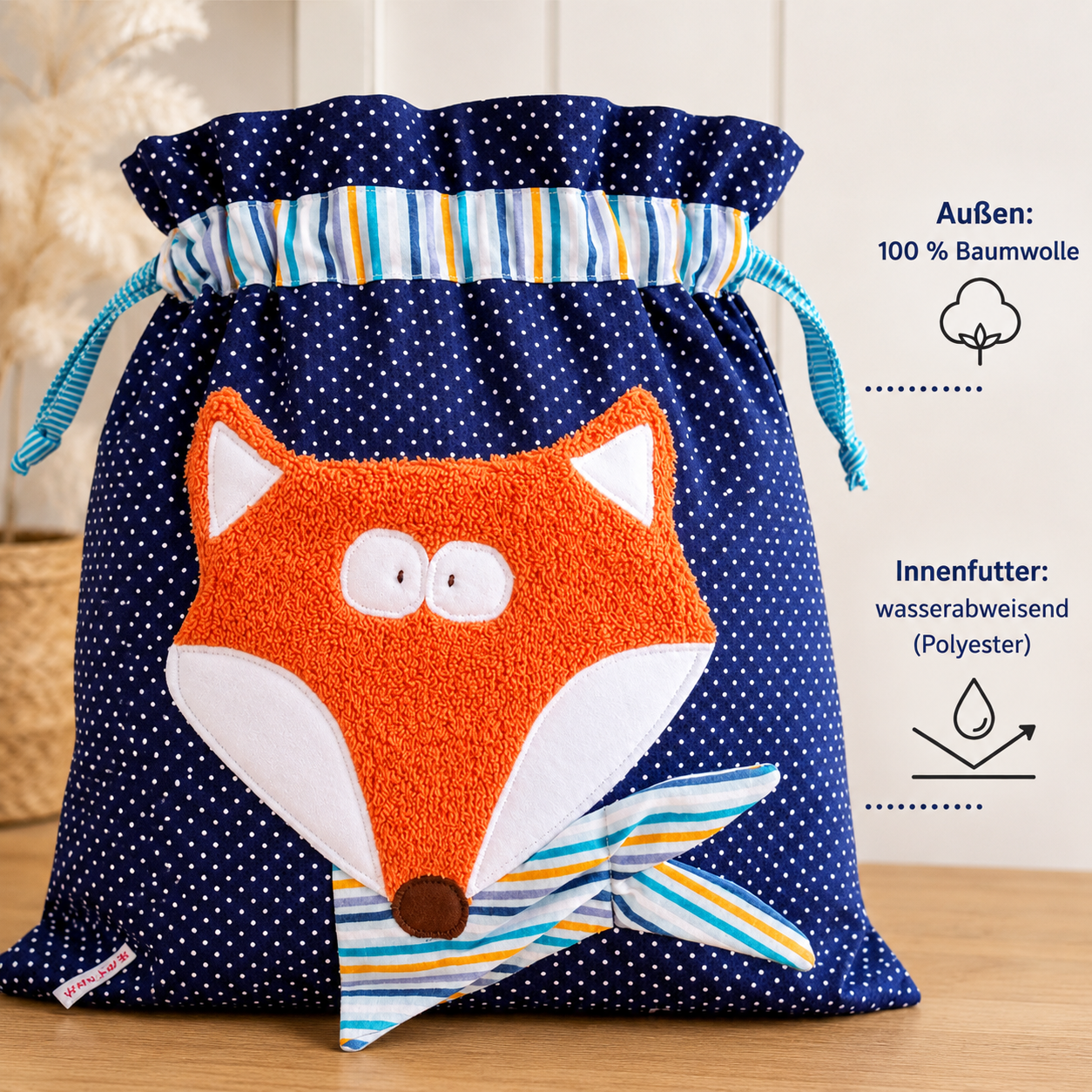 Wetbag mit Fuchs – Wiederverwendbare Nasstasche für Kinder & Babys
