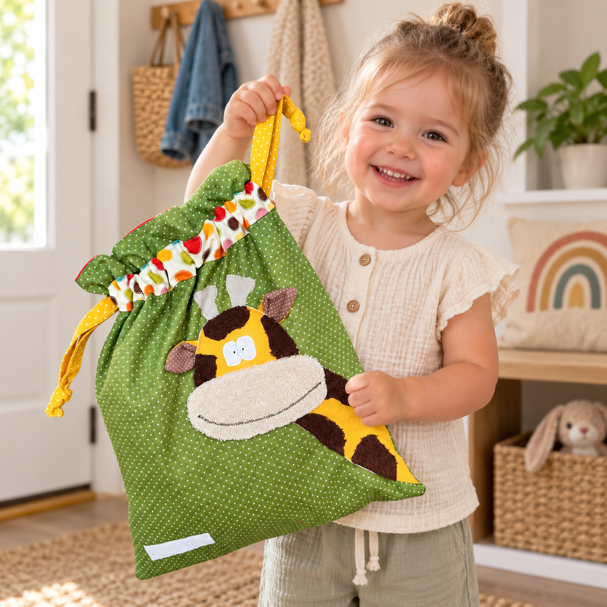 Wetbag Giraffe mit Namen – Nasstasche für Kinder