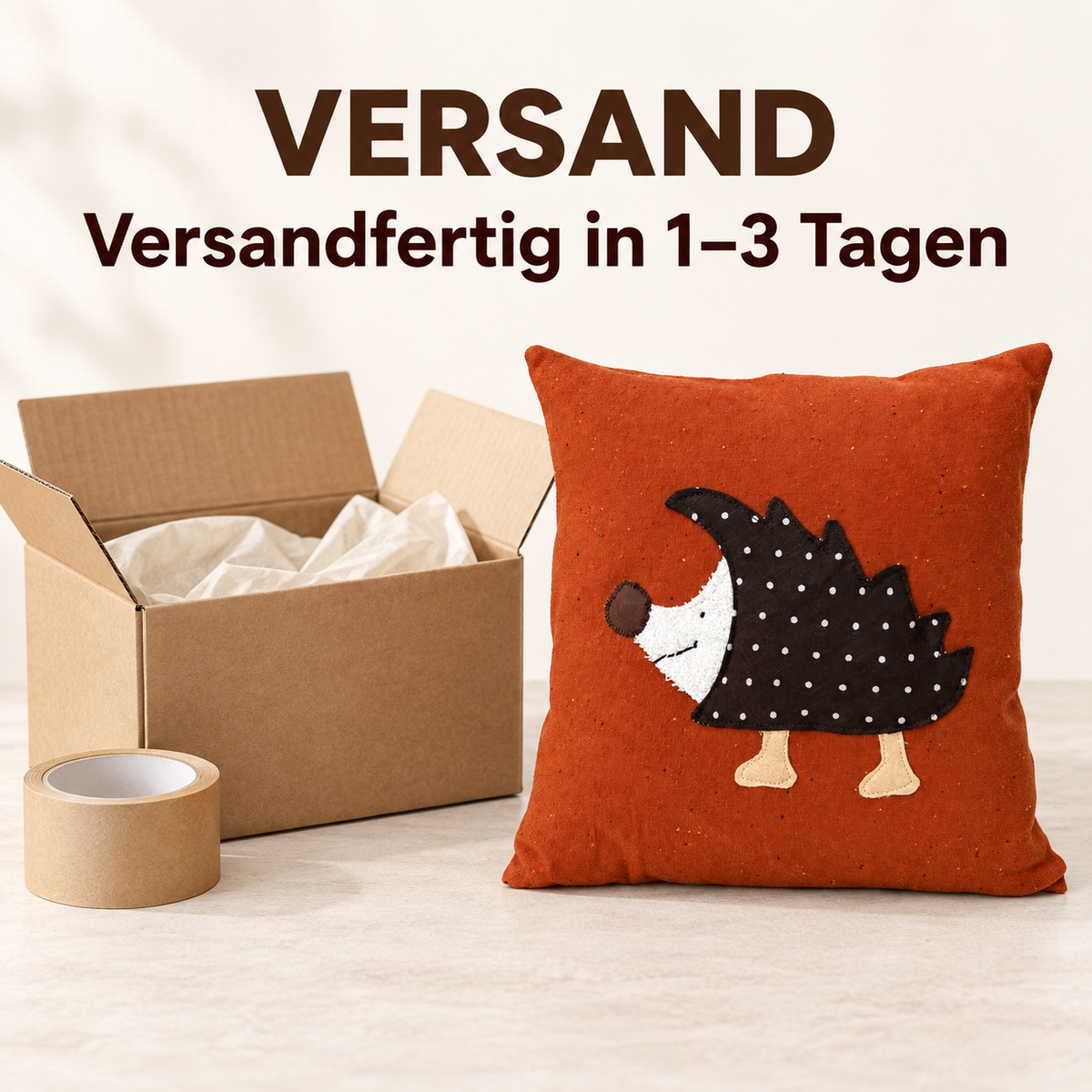 Reisekissen für Kinder mit Igel-Applikation – 30 × 30 cm