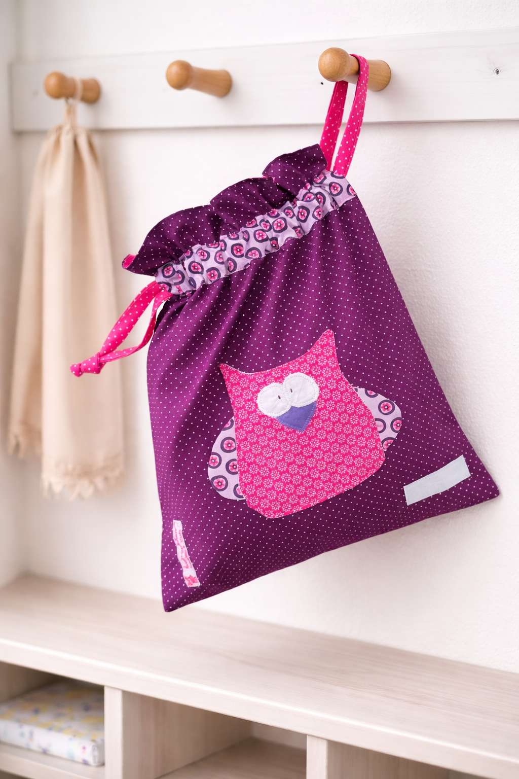 Wetbag Eule handgemacht | süße Kindertasche für Kita | Eulen Geschenke für Kinder | Wetbag für nasse Kleidung