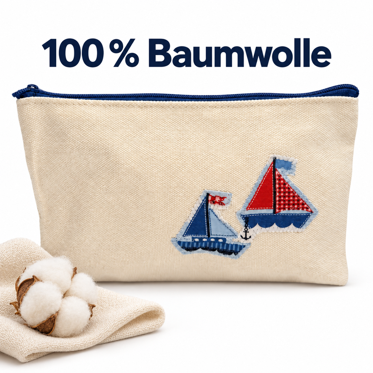 Kosmetiktasche mit Segelbooten – Mitbringsel für Freundin