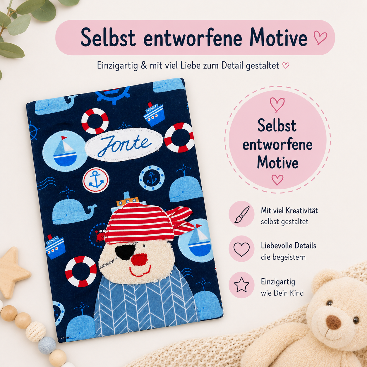 Personalisierte Hülle für U Heft | Baby Erstausstattung | Kinderuntersuchungsheft