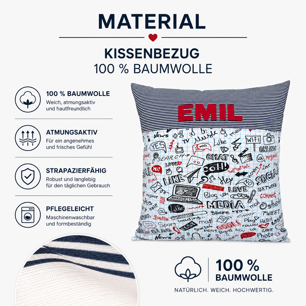 Kissen mit Namen Computerheld – Geschenk zur Einschulung für Jungen