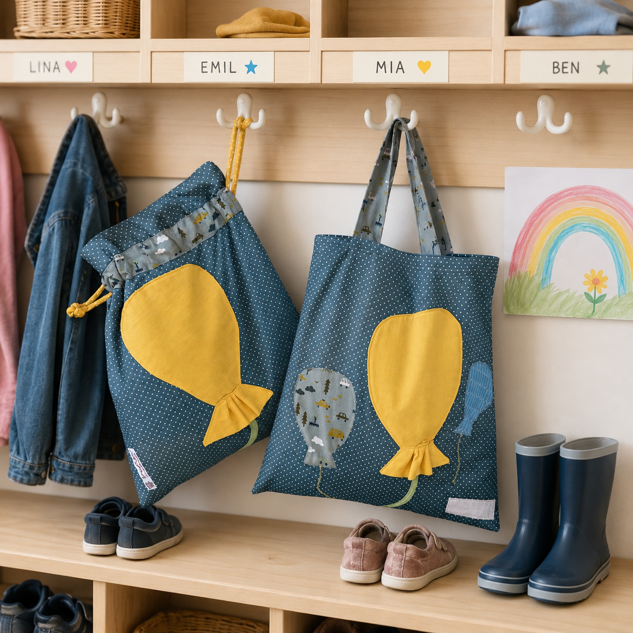 Wetbagset Junge mit Luftballons – Kindergartenset personalisierbar