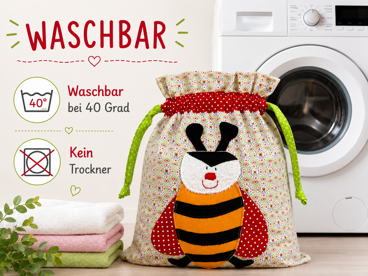 Wetbag Mädchen Biene – Nasstasche für Kindergarten & Schwimmbad