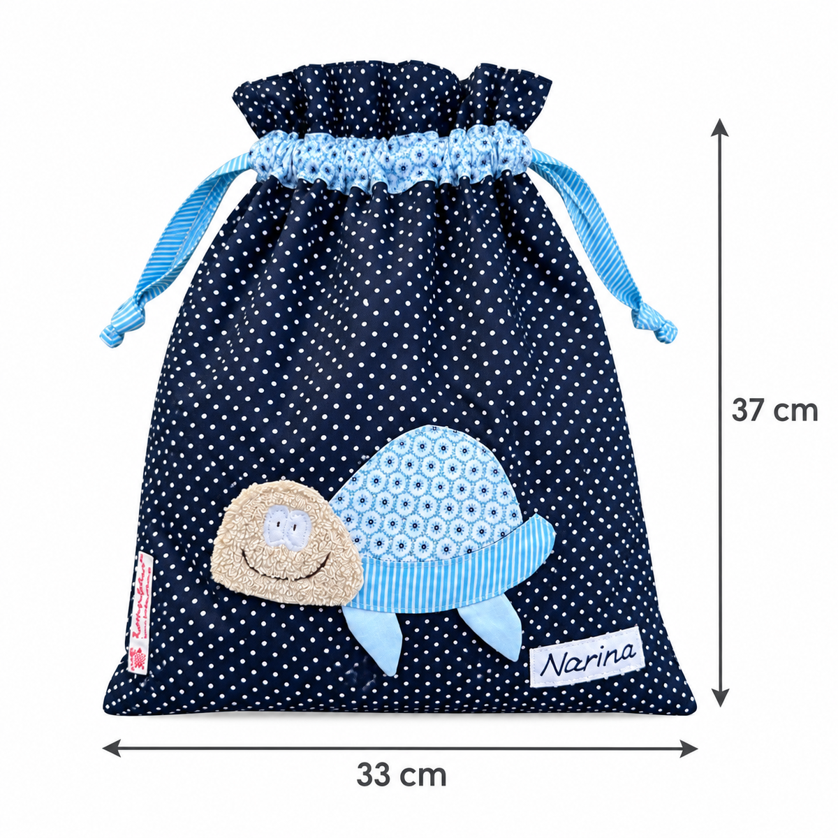 Personalisierte Nasstasche mit Schildkröte – Wetbag in Blau