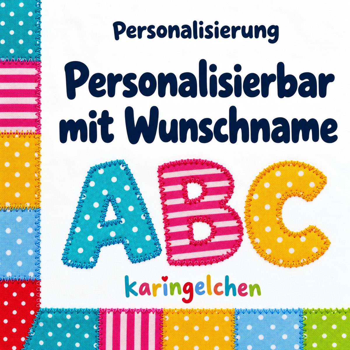 Kinderkissen mit Namen – Hund mit bunten Streifen, 40 × 40 cm