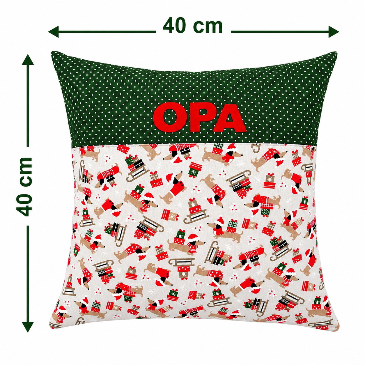 Weihnachtskissen für Opa mit Dackel – personalisierbar
