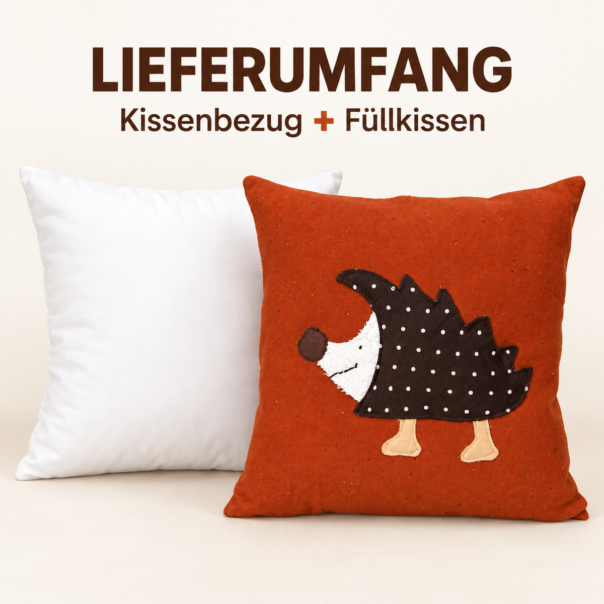 Reisekissen für Kinder mit Igel-Applikation – 30 × 30 cm