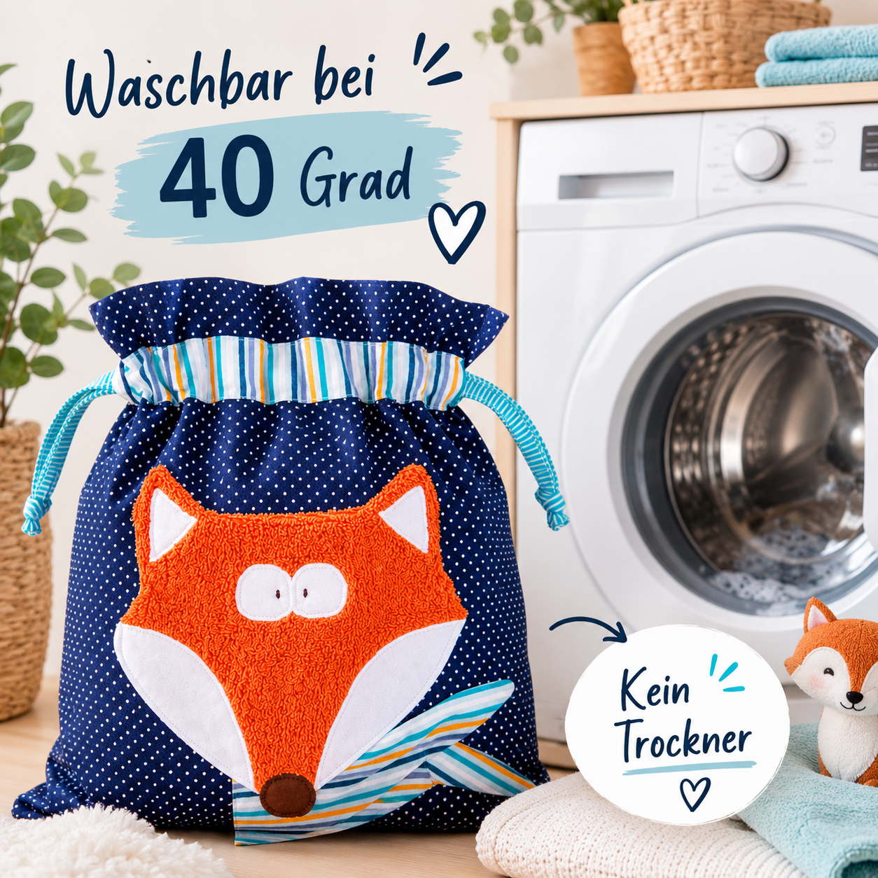 Wetbag mit Fuchs – Wiederverwendbare Nasstasche für Kinder & Babys