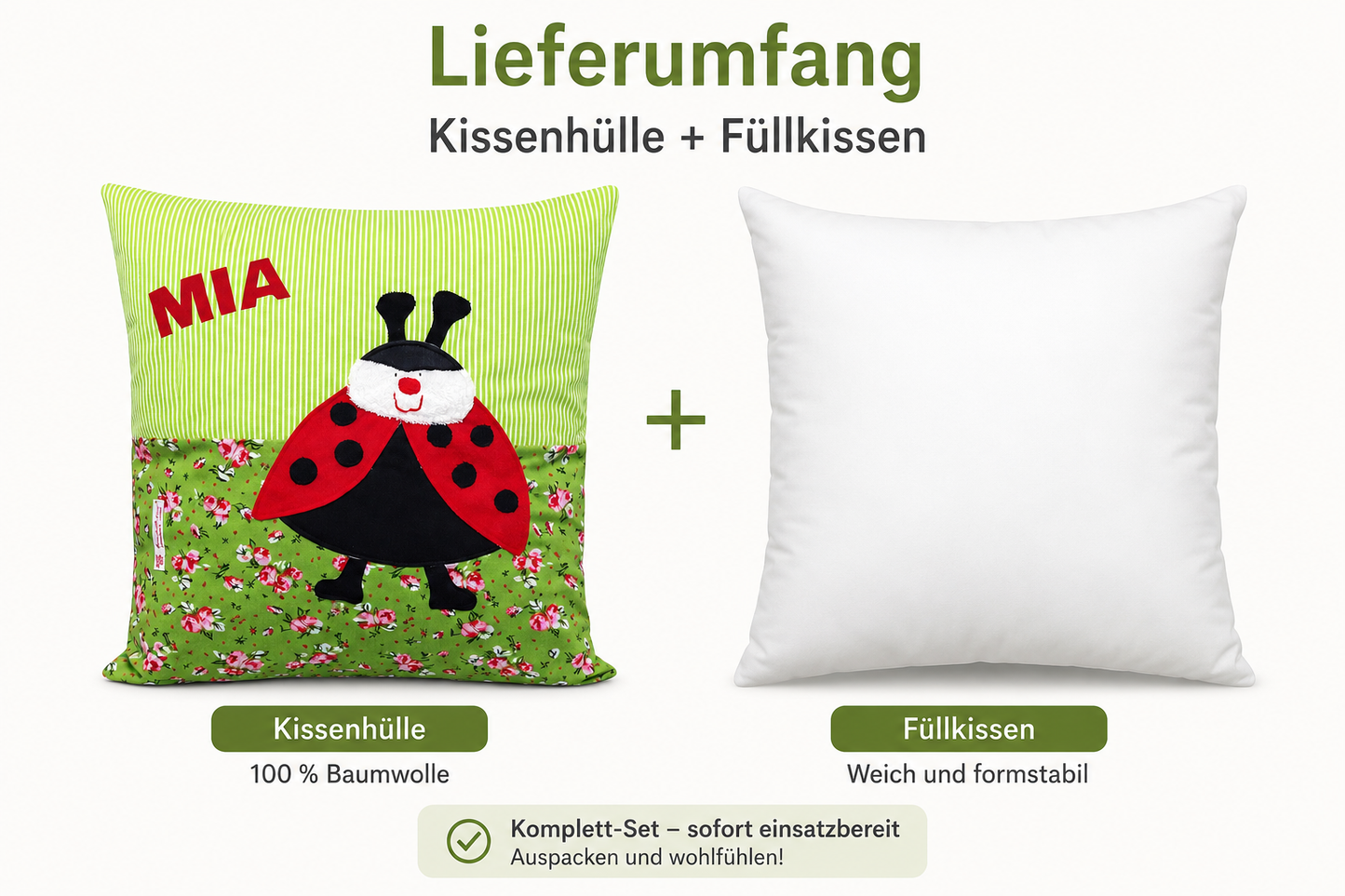 Kissen Marienkäfer personalisiert - Kinderkissen mit Namen