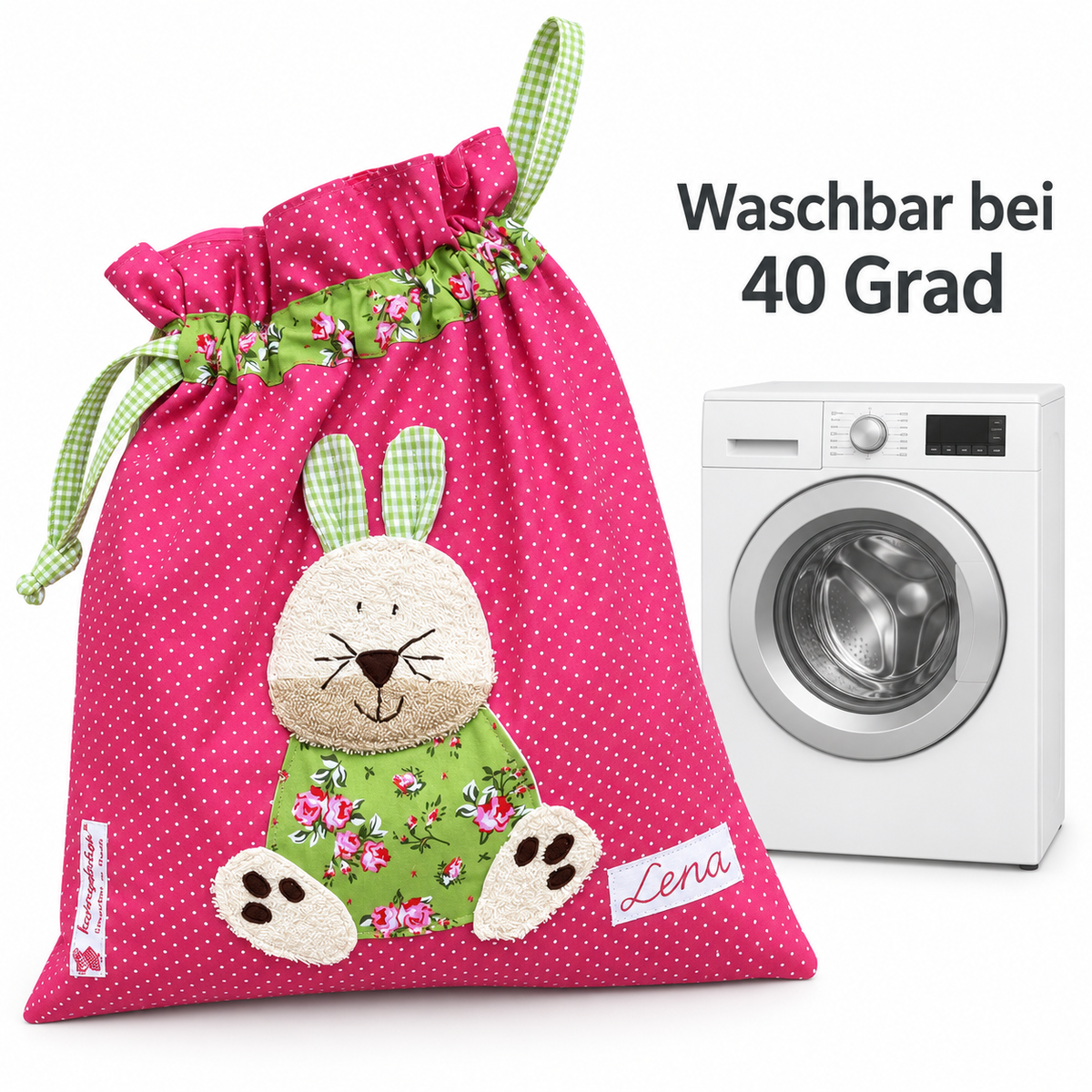 Personalisierter Wetbag Hase – Geschenk zur Geburt Mädchen