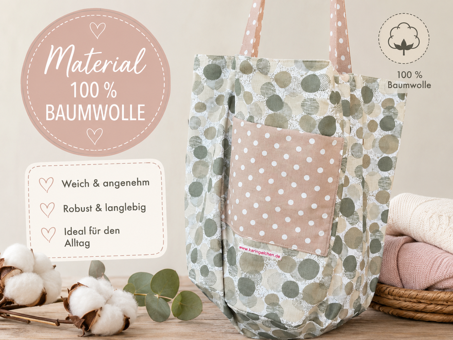 Tortentasche aus Baumwolle | Handgemachte Kuchentransporttasche | Wendetasche