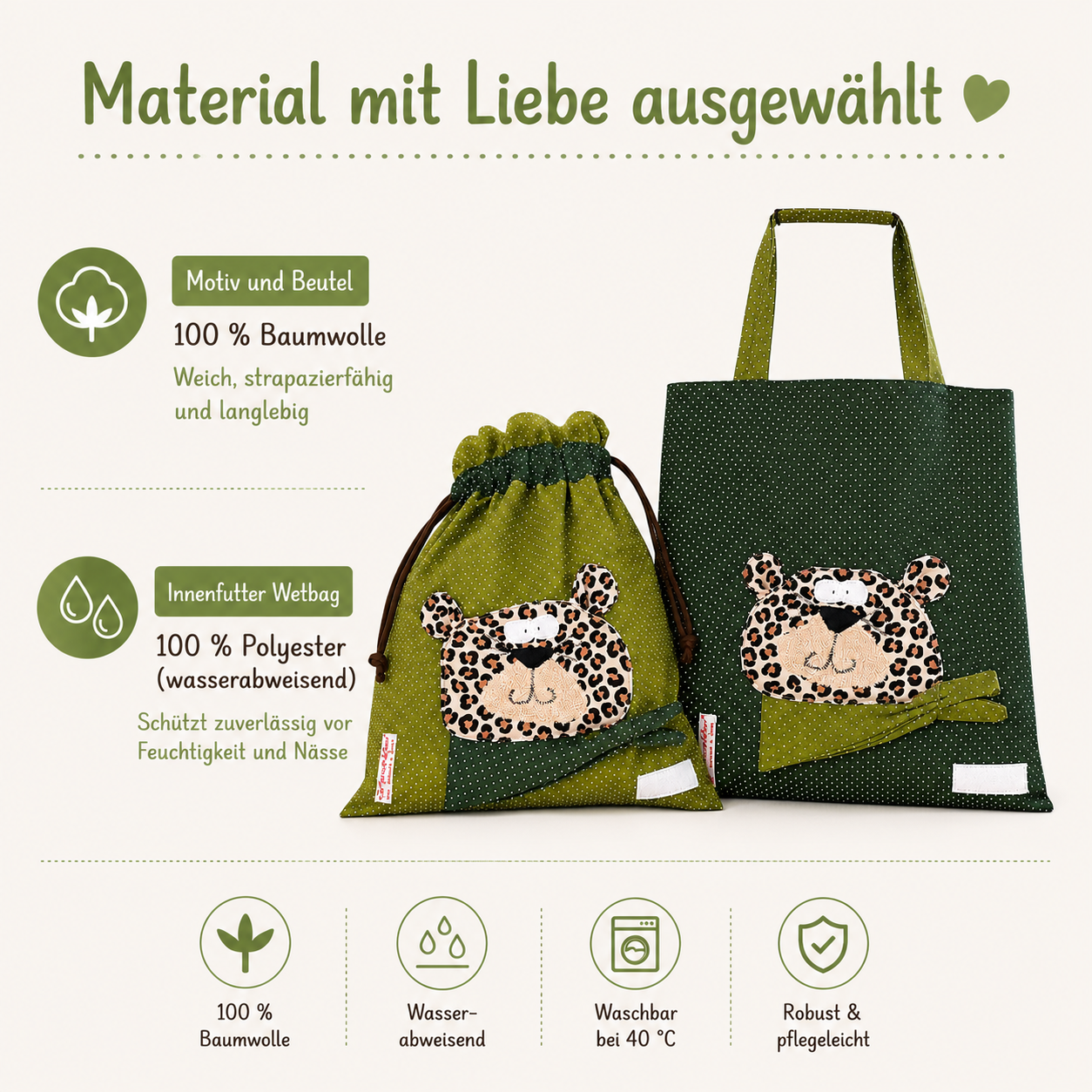 Kindergartenset Leopard – Wetbag Set & Kindertasche | Geschenk für Kindergartenstart