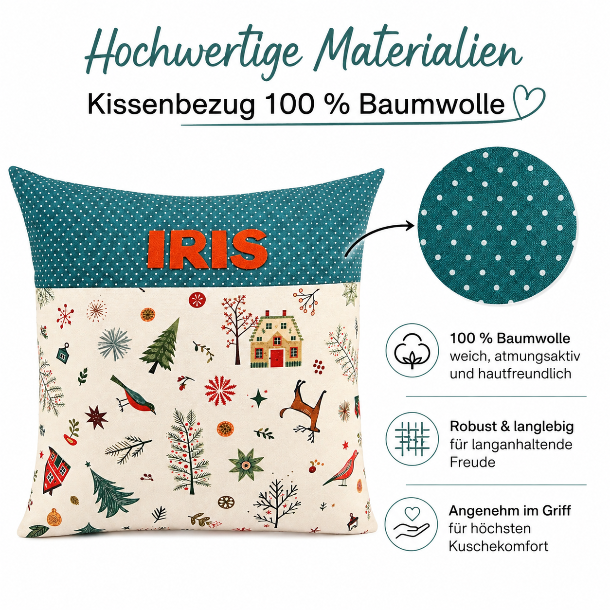Personalisiertes Weihnachtskissen mit Namen – Geschenk für Frauen