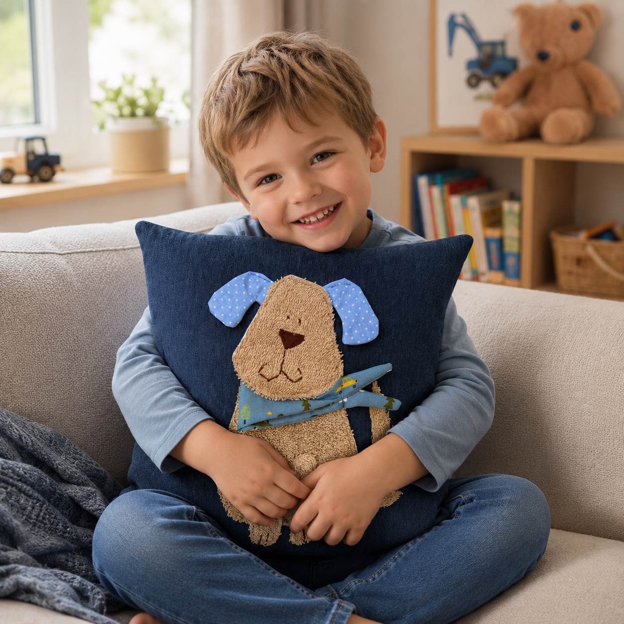 Reisekissen Hund 30x30 cm – Kuschelkissen für Auto, Urlaub & Kinderwagen