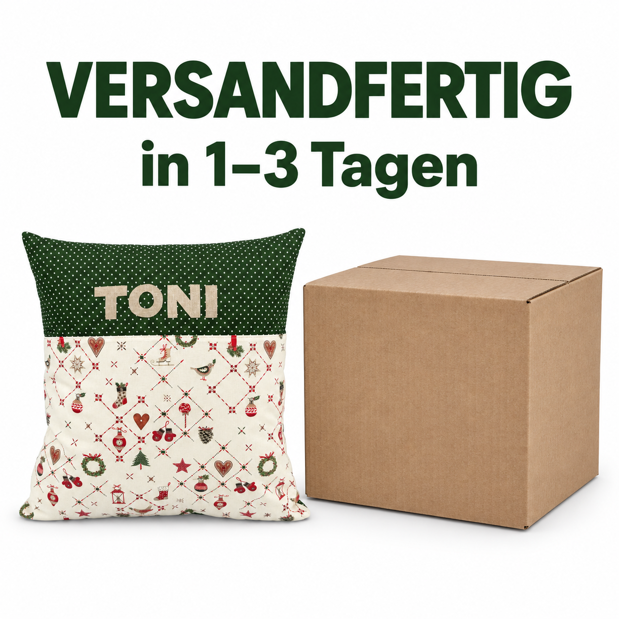 Personalisiertes Weihnachtskissen mit Wunschname