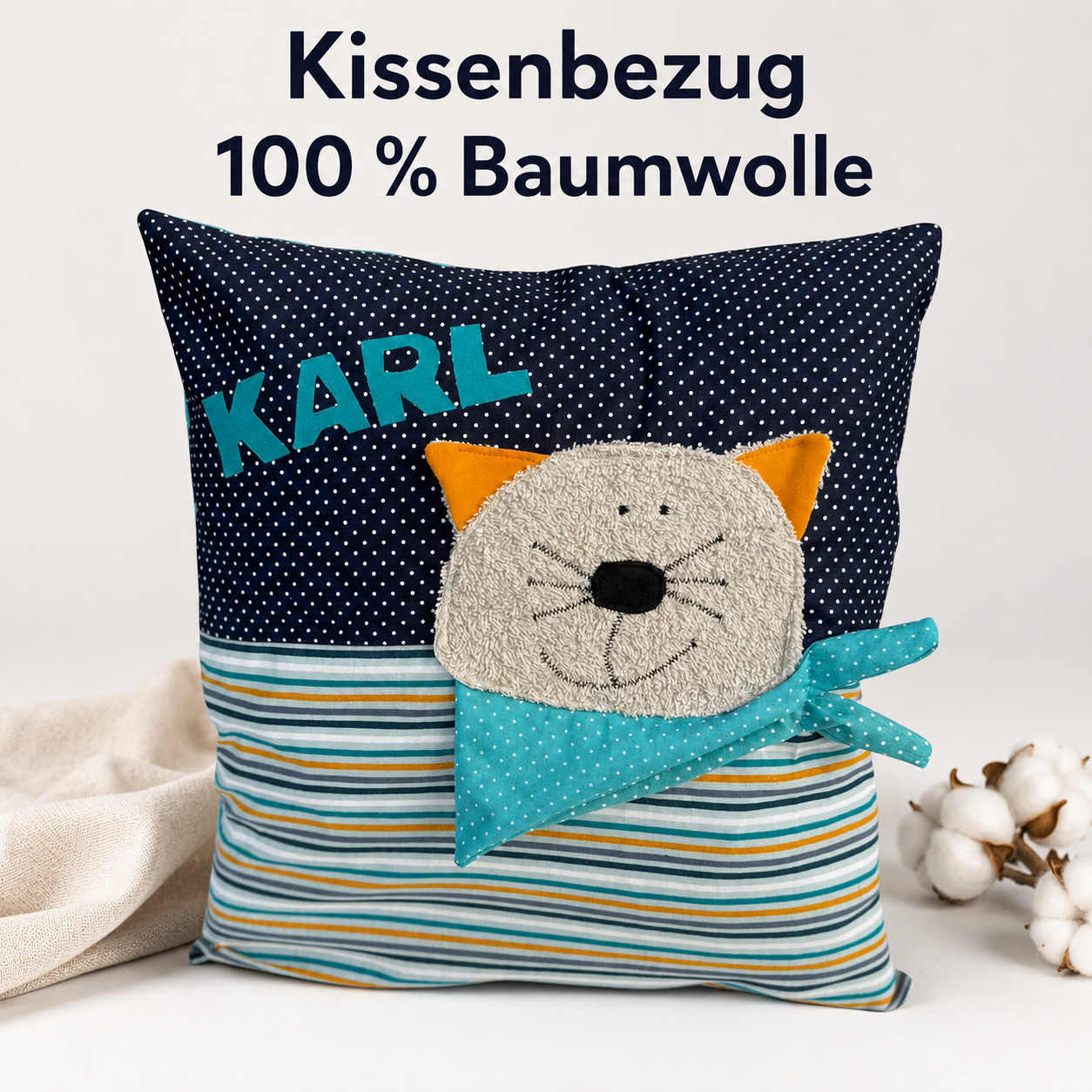 Personalisiertes Kissen Katze  – Kissen für Jungs