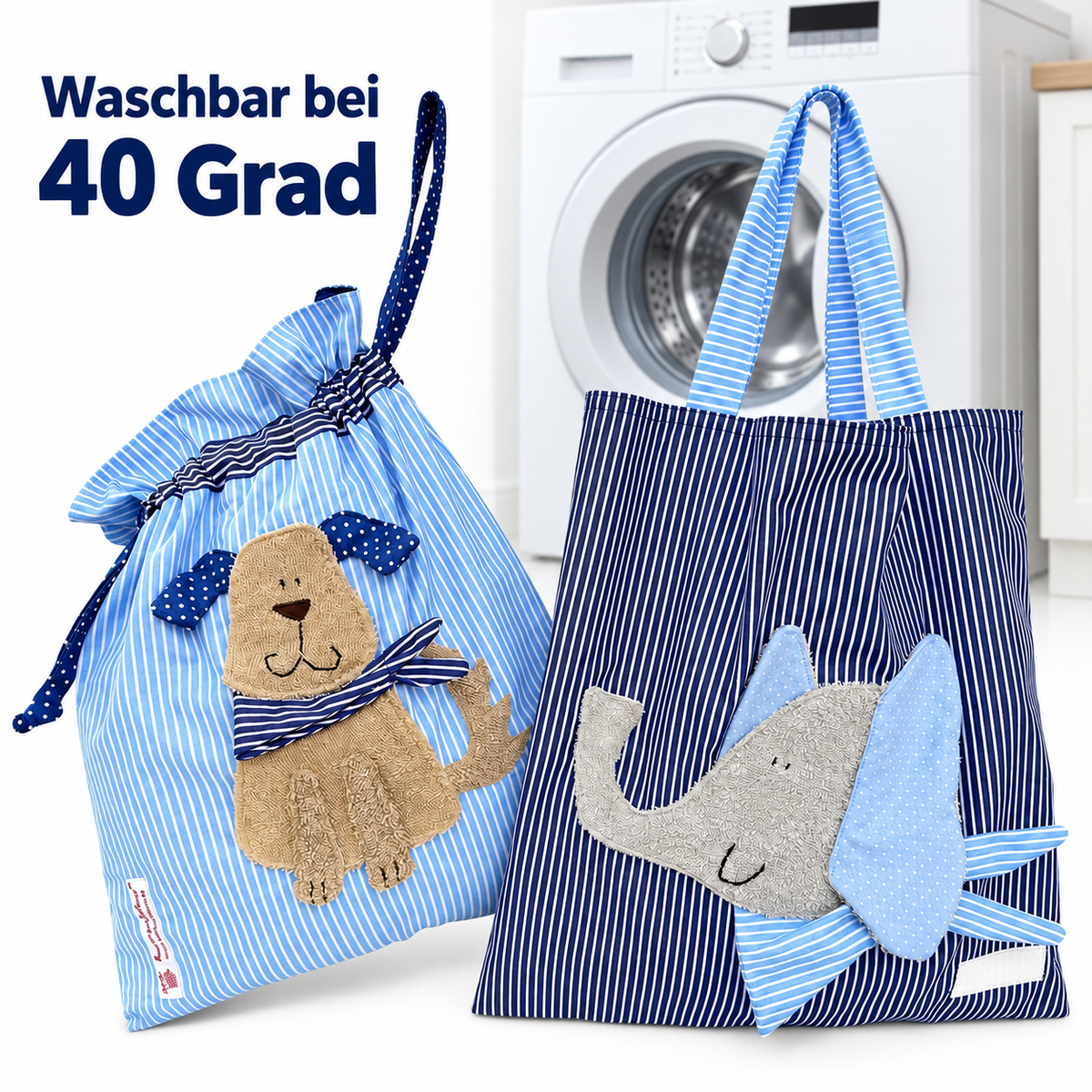 Kindergarten Set für Jungen mit Namen – Hund & Elefant