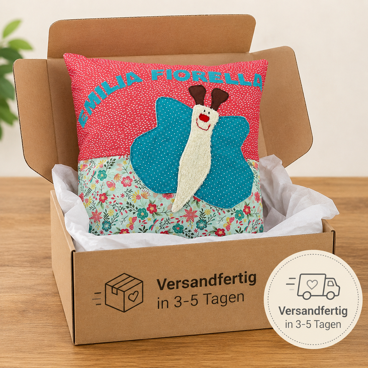 Kissen personalisiert mit Namen | Schmetterling Kinderkissen | Mädchenzimmer Deko