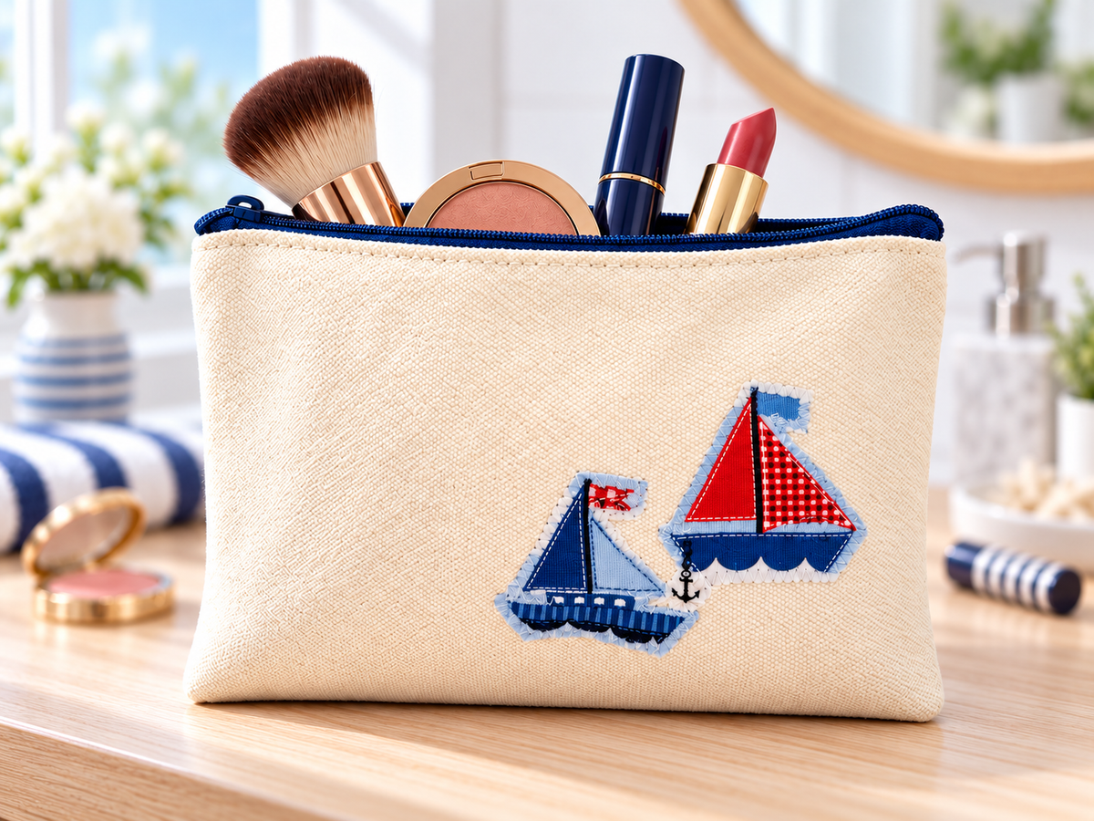 Kosmetiktasche mit Segelbooten – Mitbringsel für Freundin
