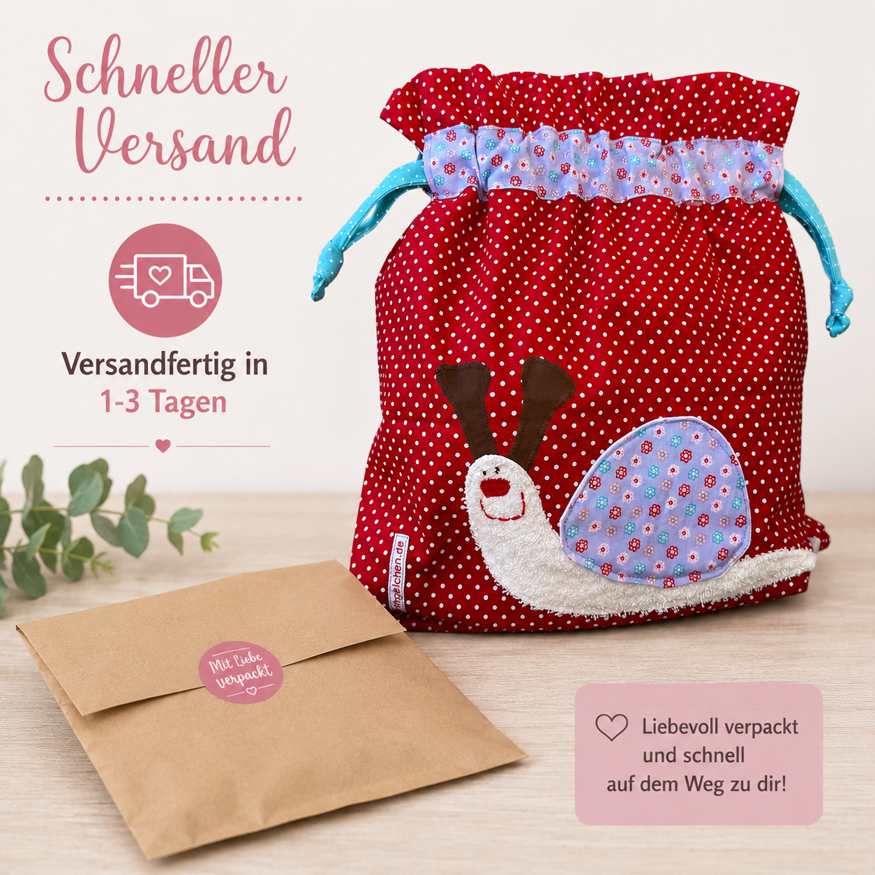 Wetbag Schnecke | Handgefertigte Nasstasche für Kita & Schwimmen