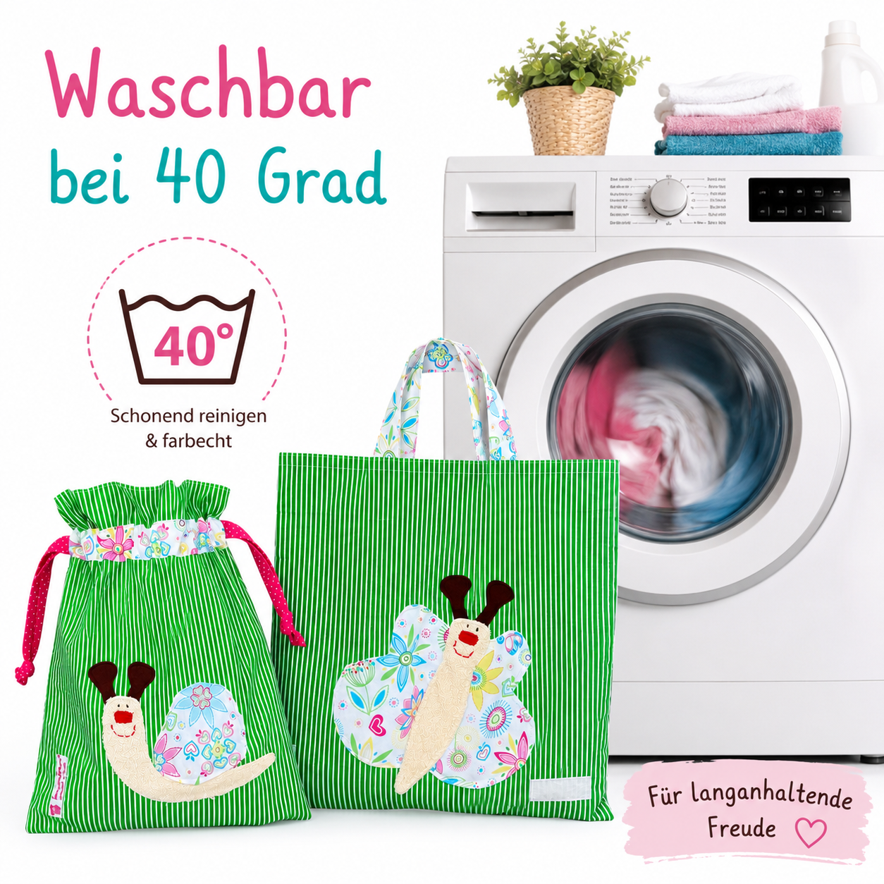 Wetbagset Mädchen Schnecke & Schmetterling – Kindergartenset mit Namen