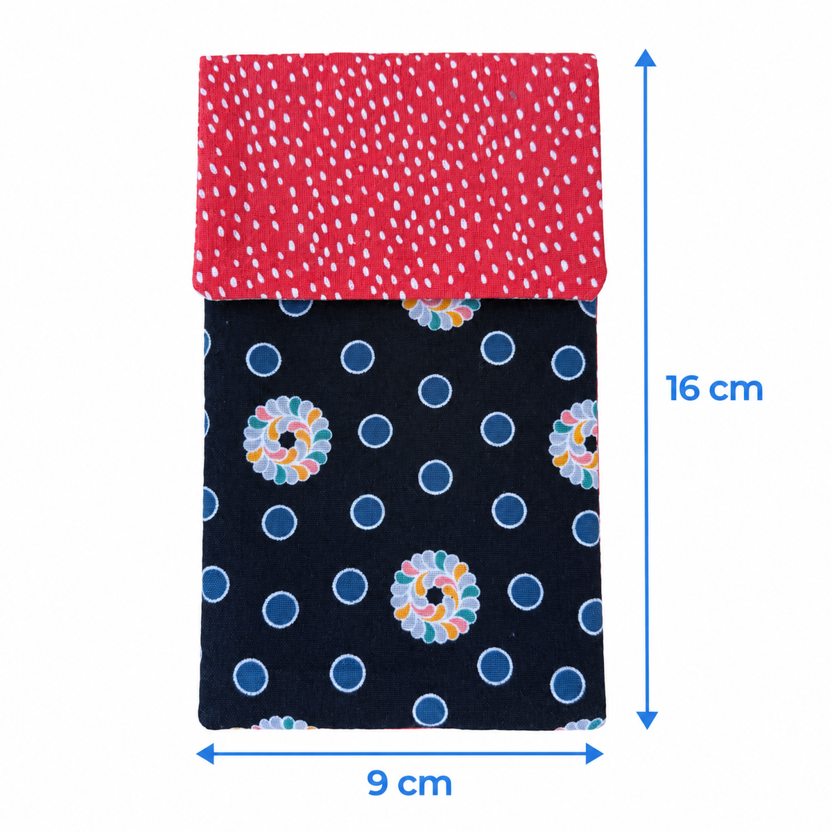 Handytasche aus Stoff mit Blumenmuster – gepolstert, 9 × 16 cm