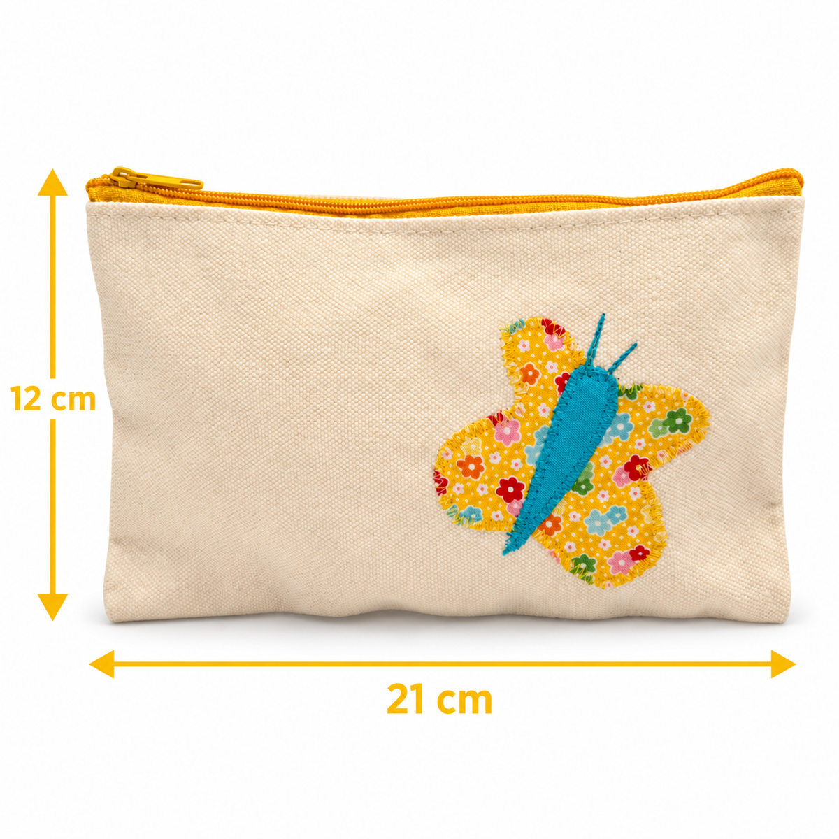Kosmetiktasche mit Schmetterling aus Baumwolle – 21 × 12 cm