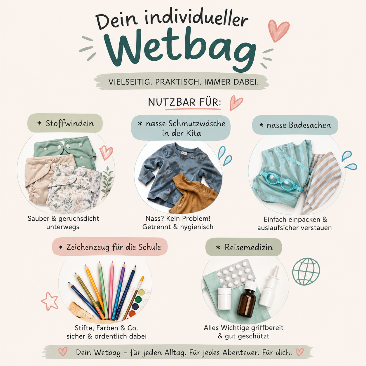 Wetbag Mädchen Biene – Nasstasche für Kindergarten & Schwimmbad
