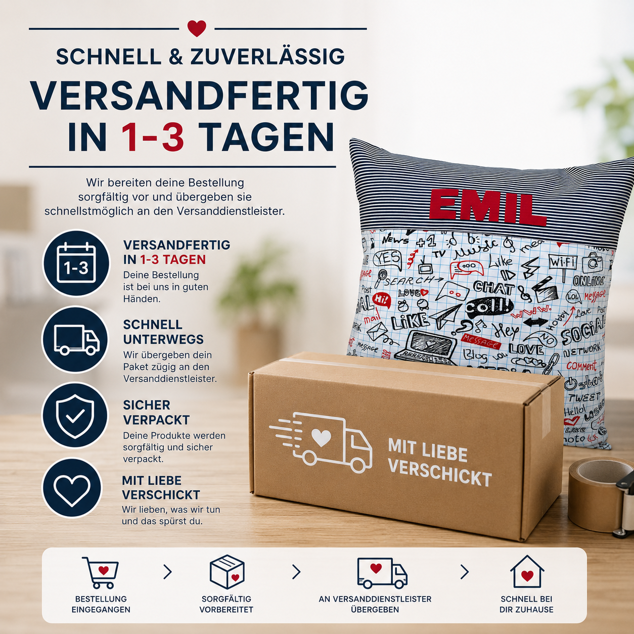 Kissen mit Namen Computerheld – Geschenk zur Einschulung für Jungen