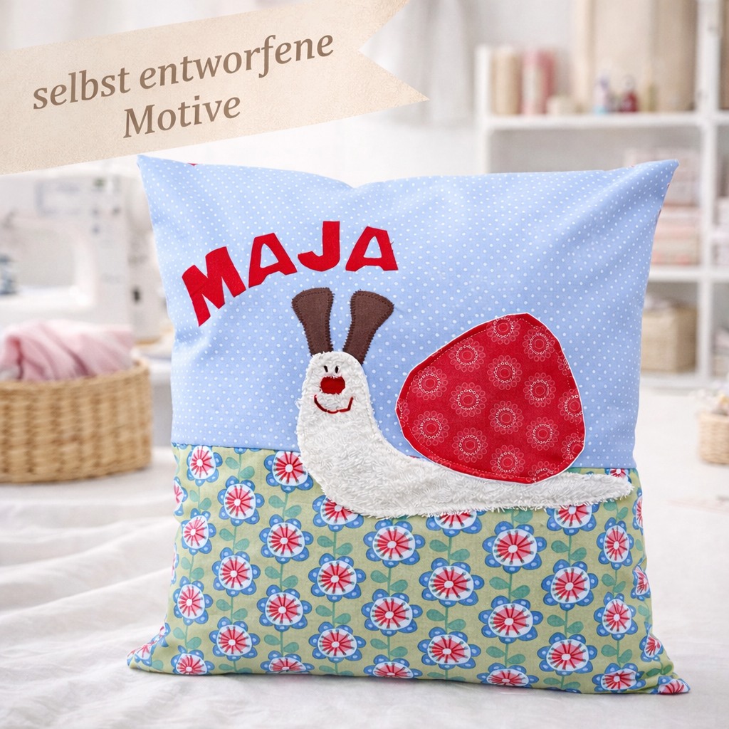 Kuschelkissen Schnecke – liebevolles Babygeschenk mit Namen zur Taufe