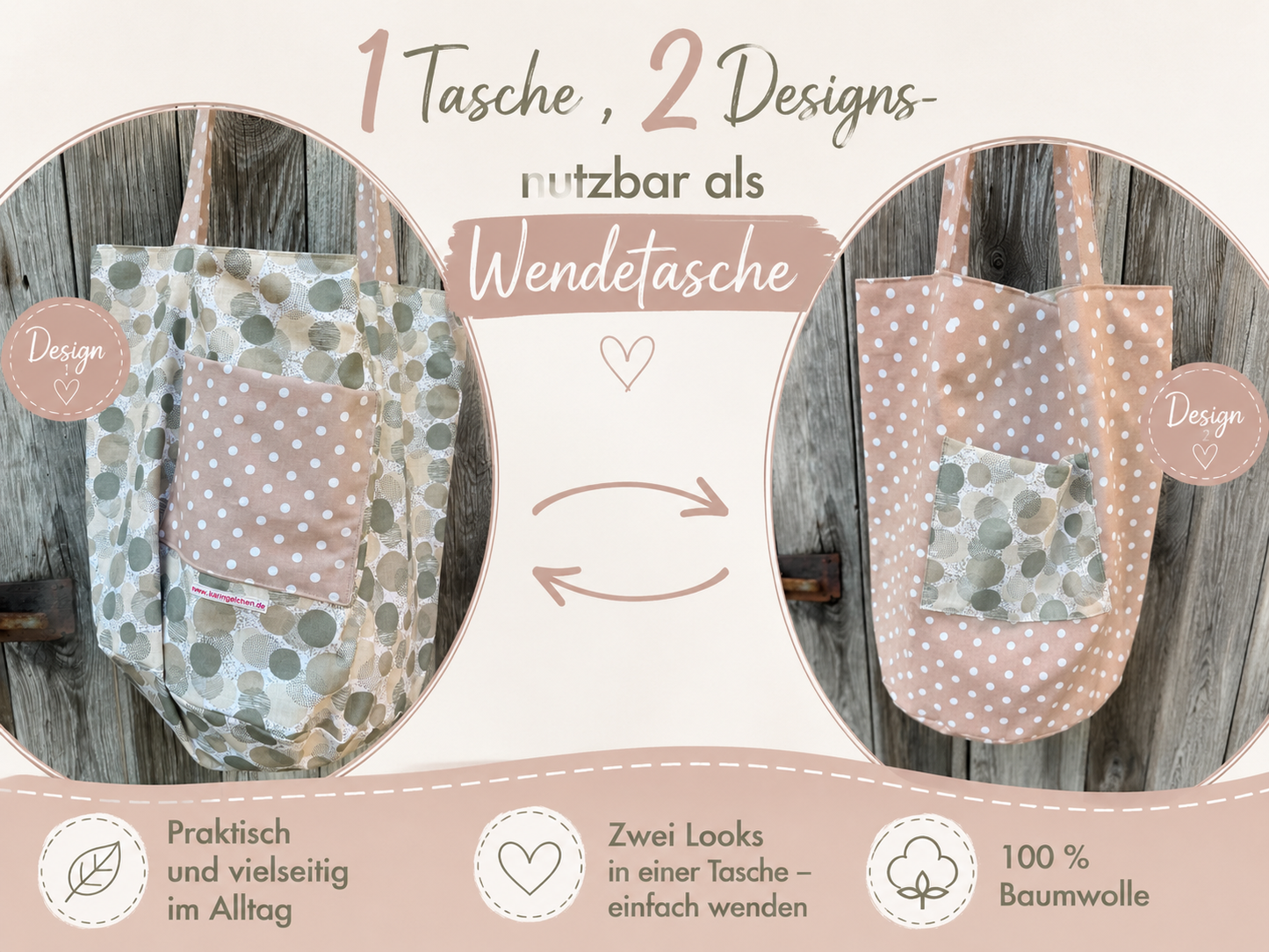 Tortentasche aus Baumwolle | Handgemachte Kuchentransporttasche | Wendetasche