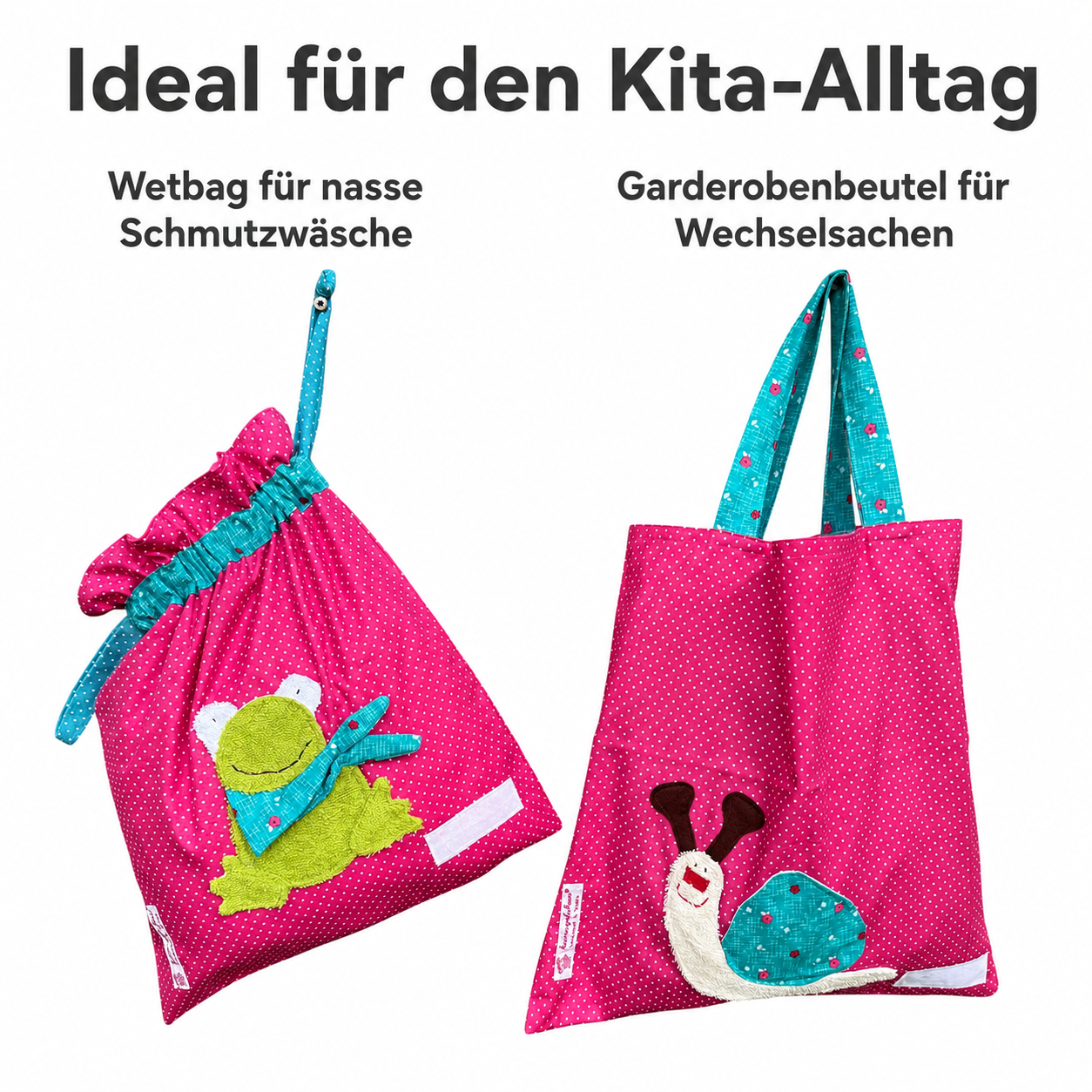 Kindergartenset Frosch & Schnecke – Wetbagset Mädchen in Pink