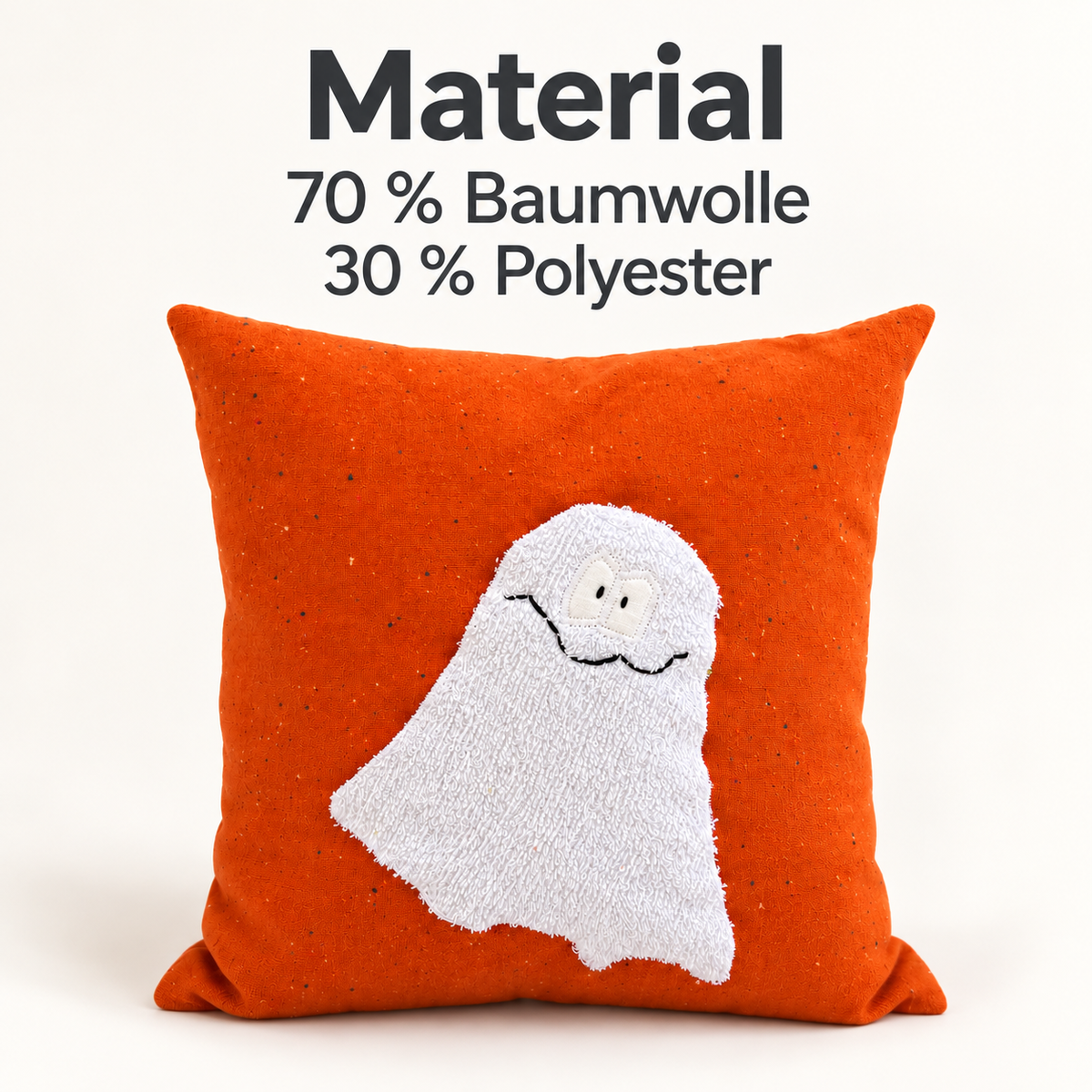 Kinderkissen Geist 30×30 cm – Orange, Gespensterkissen