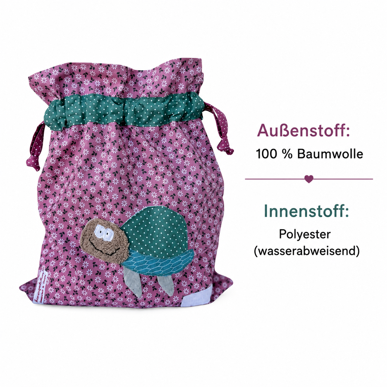 Wetbag Schildkröte personalisiert | Nasstasche für Kinder | Geschenk für Mädchen